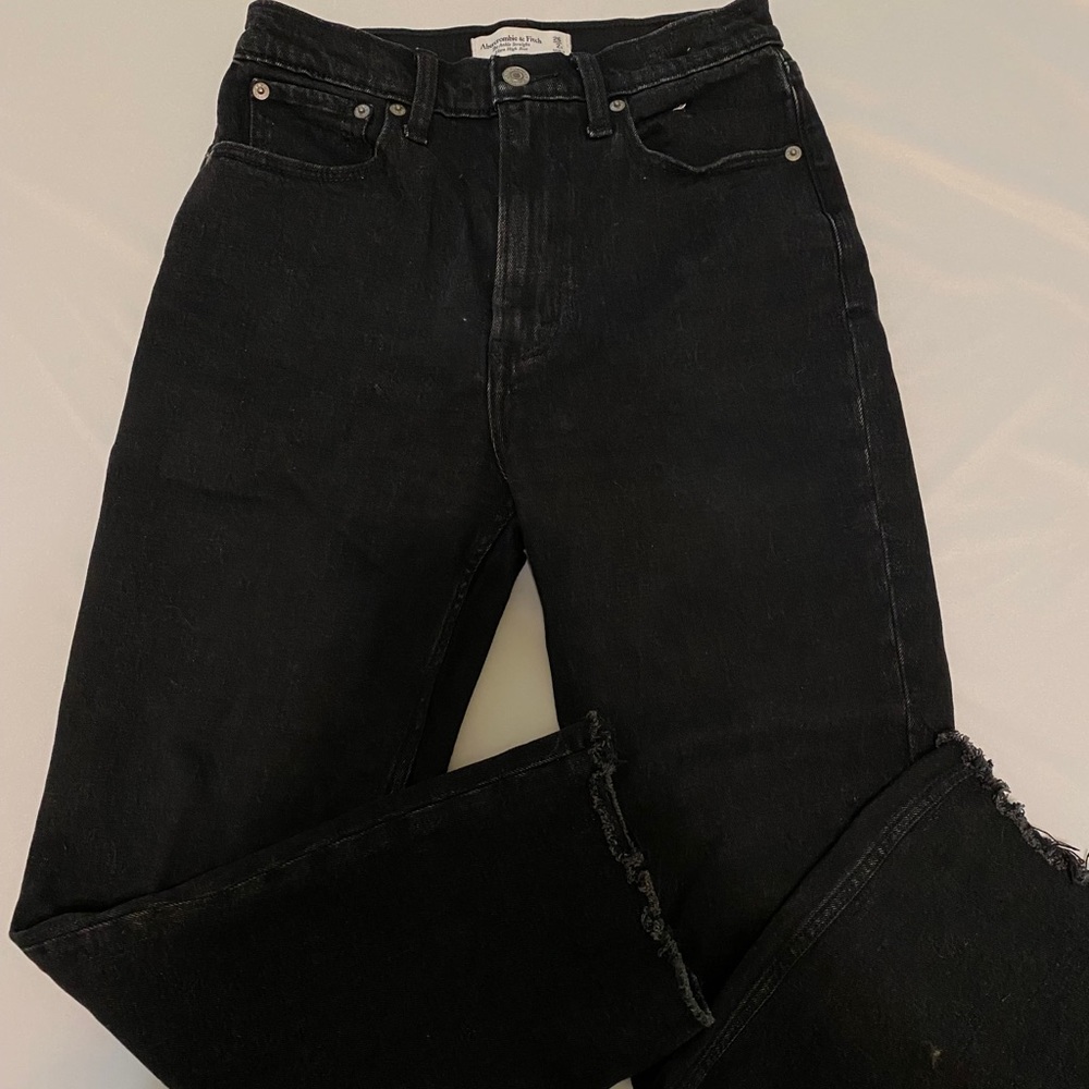 Abercrombie Black Ankle Straight High-Rise Jeans